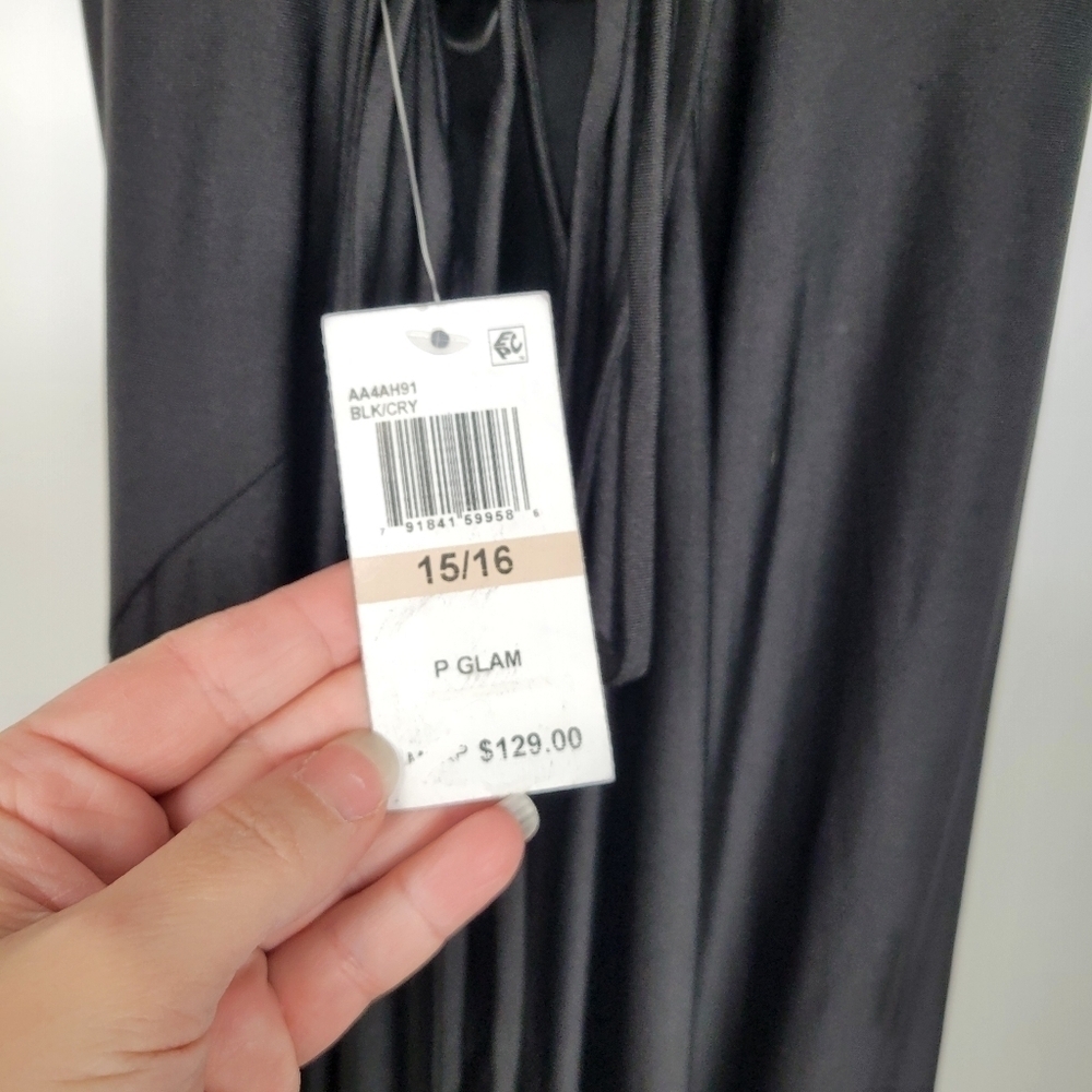 NWT B. Darlin Juniors Rhinestone-Trim Lace-Up-Back Gown in Black Size 15/16 - Picture 12 of 14